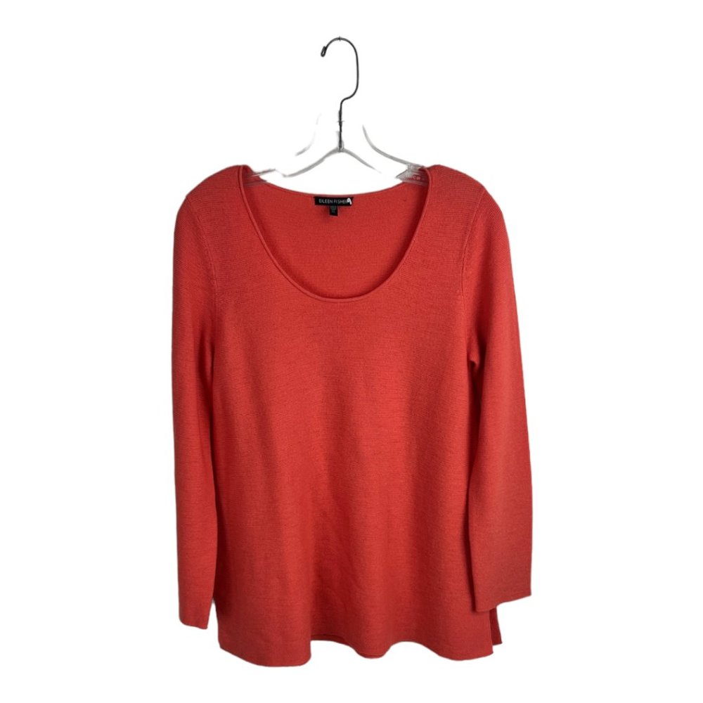 Eileen Fisher 100% wool pullover sweater coral orange Sz Xs top